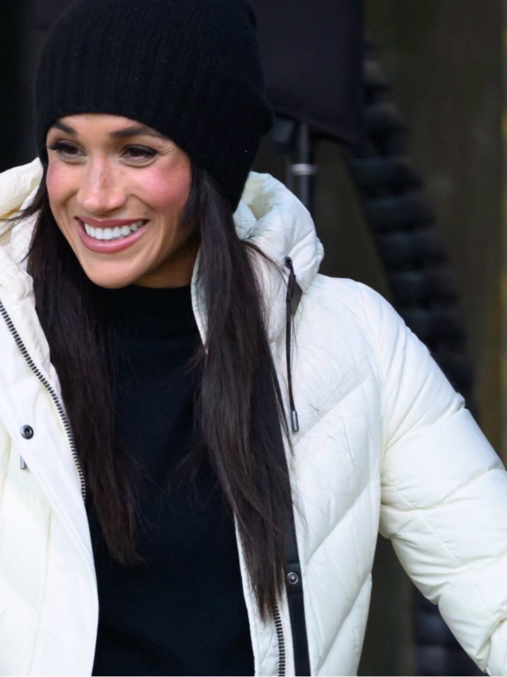 Mackage White Quilted Puffer Jacket with Black Trim